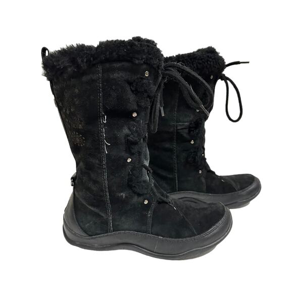 The North Face Shoes - The North Face Primaloft Womens‎ Fur Leather Mid Lace Up Snow Boots Black SZ 8.5